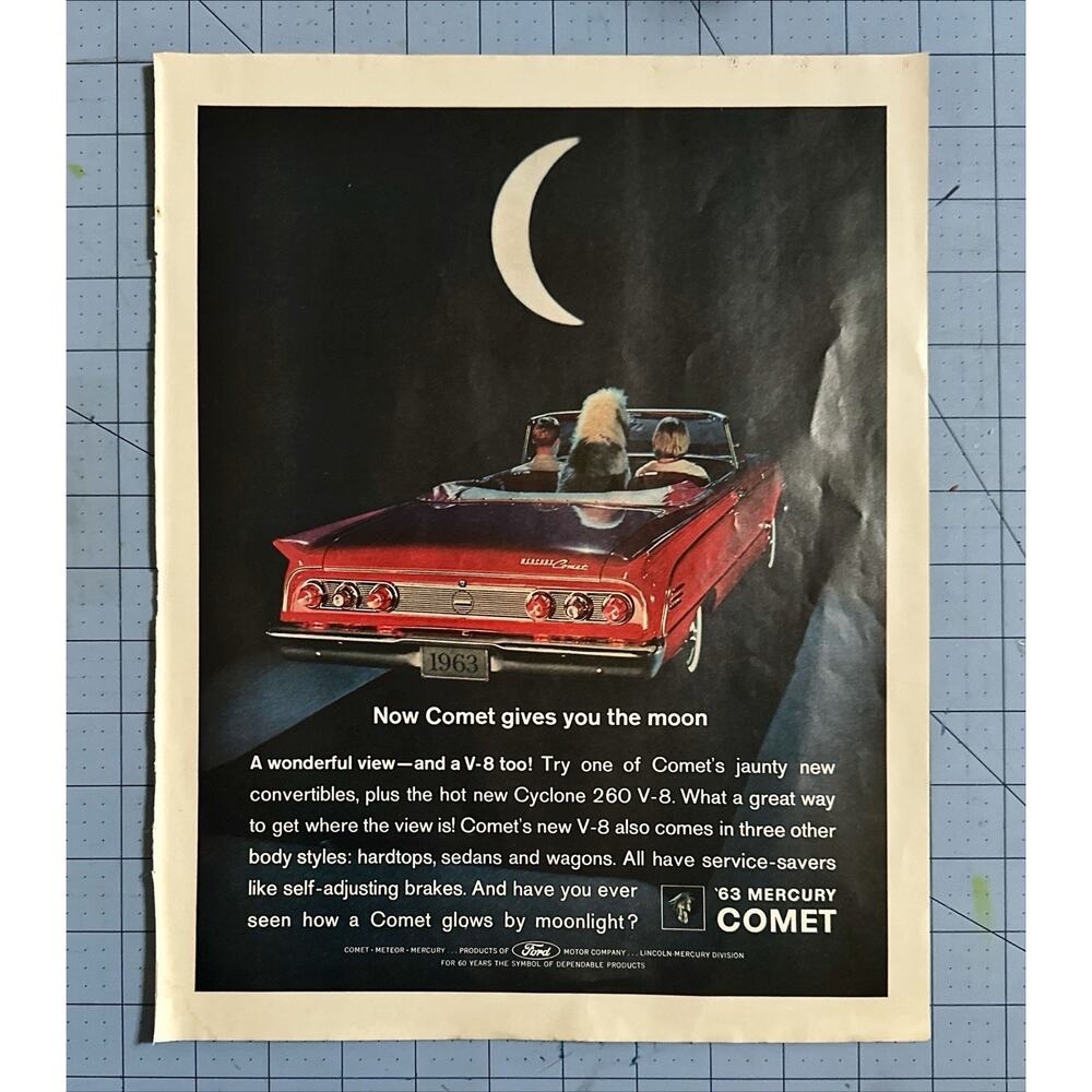 Mercury Comet New Convertible Great Way to Get a View 1963 Vintage Ad